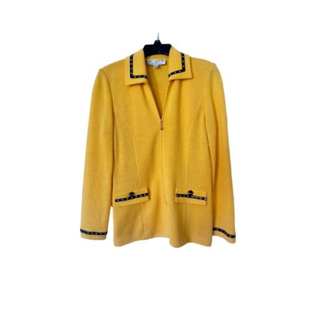 St. John Collection By Marie Gray Yellow Knit Zip Up Jacket